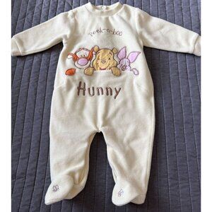 Vintage Pooh 100Acre Collection Winnie The Pooh Yellow Hunny Onesie Size 3m Y2K